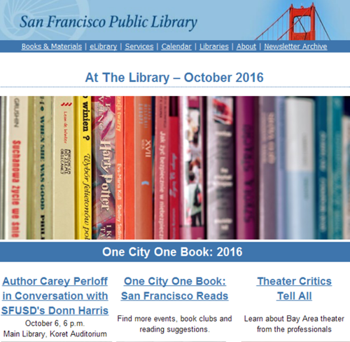 san francisco public library newsletter screenshot   